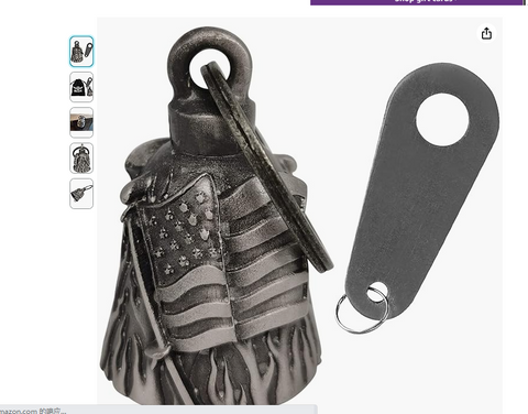 Dream Apparel Motorcycle Biker Bell W/Motorcycle Bell Hanger, Motorcycle Accessories or Key Chain for Luck, Silver