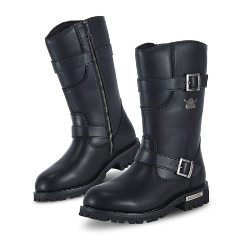 Men's Motorcycle Boots PU Leather Waterproof With Side Zipper For Motorbike Riding Work Outdoor