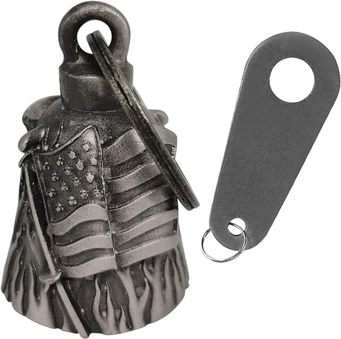 Dream Apparel Motorcycle Biker Bell W/Motorcycle Bell Hanger, Motorcycle Accessories or Key Chain for Luck, Silver