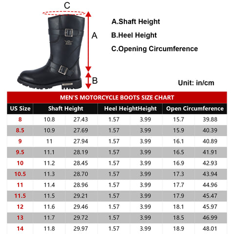 Men's Motorcycle Boots PU Leather Waterproof With Side Zipper For Motorbike Riding Work Outdoor