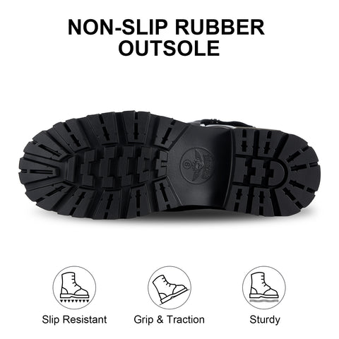 Men's Motorcycle Boots PU Leather Casual Boots Waterproof Mens Mid-calf Boots With Side Zipper For Motorbike Riding Work Outdoor