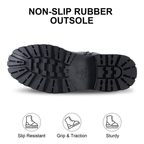 Men's Motorcycle Boots PU Leather Waterproof With Side Zipper For Motorbike Riding Work Outdoor