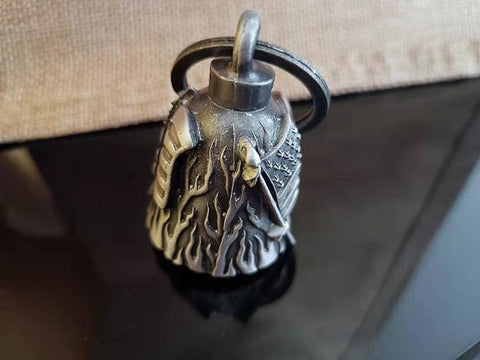 Dream Apparel Motorcycle Biker Bell W/Motorcycle Bell Hanger, Motorcycle Accessories or Key Chain for Luck, Silver