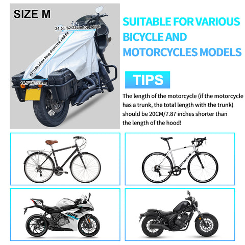Motorcycle Cover Seat Shade Cover Bike Covers Lightweight Half Covers Outdoor Sun Protection All Season Fits Various Motorcycle Models
