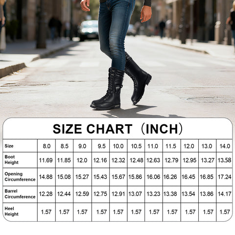 Men's Motorcycle Boots PU Leather Casual Boots Waterproof Mens Mid-calf Boots With Side Zipper For Motorbike Riding Work Outdoor