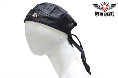 Dream Apparel Biker Skull Cap with Beads and Studs