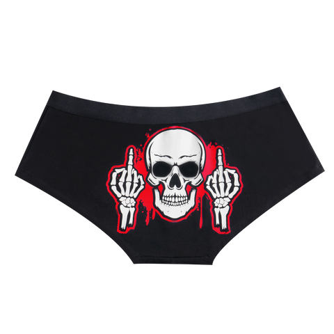 Dream Apparel Skeleton Showing The Middle Finger Underwear Boxer Low Rise Brief Underpants