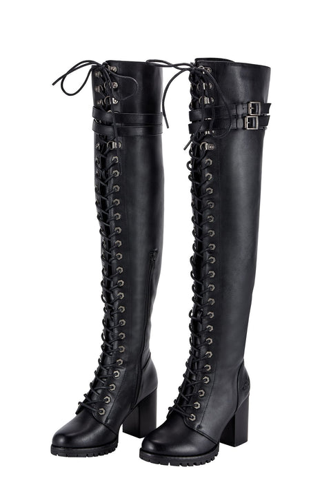Dream Apparel Women's Knee High Laced Boots