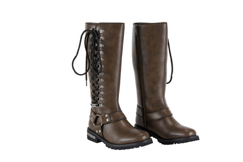 Dream Apparel Women Long Biker Boots Brown