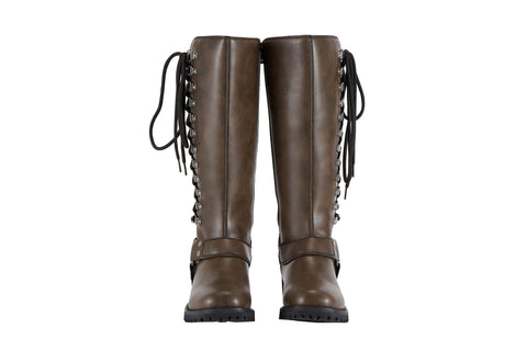 Dream Apparel Women Long Biker Boots Brown