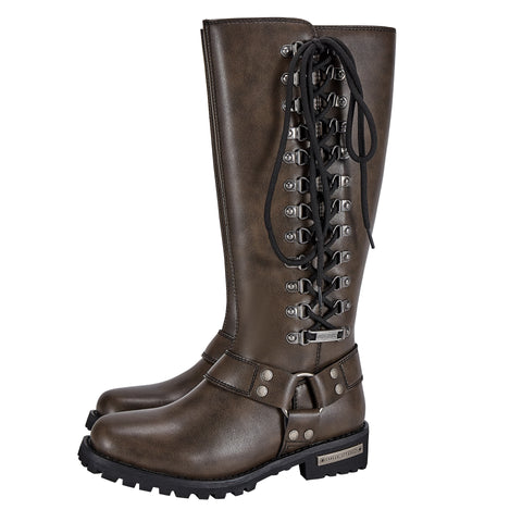 Dream Apparel Women Long Biker Boots Brown