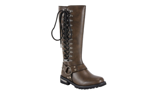 Dream Apparel Women Long Biker Boots Brown