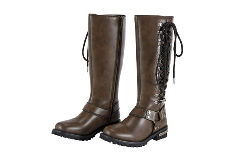 Dream Apparel Women Long Biker Boots Brown