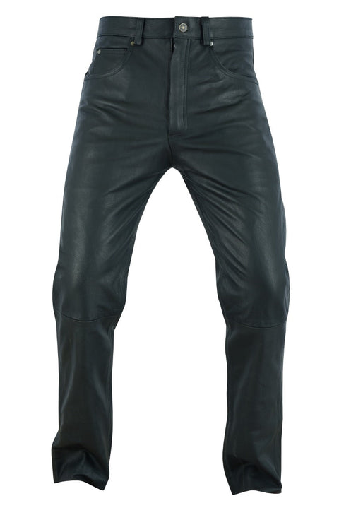 Five Pockets Cowhide Biker Leather Pants
