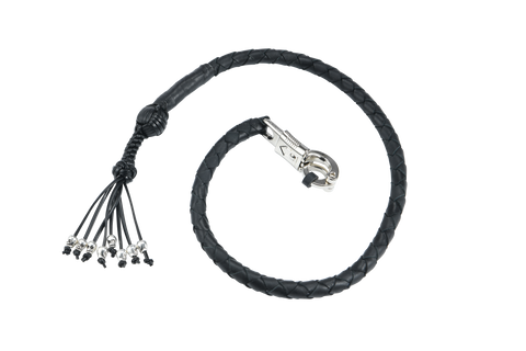 Dream Apparel 42" Long Black Get Back Whip with Monkey Fist & Skulls