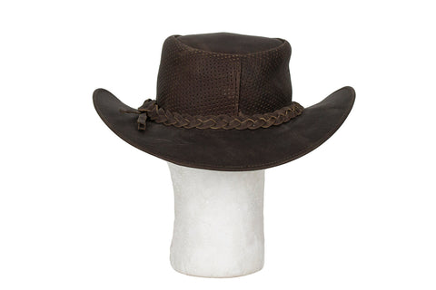 Genuine Brown Leather Gambler Hat