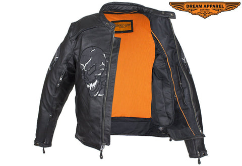 Men's Concealed Carry Jacket with Reflective Skulls
