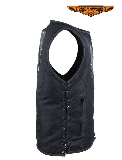 Mens Vest With Skulls Design & Gun Pocket