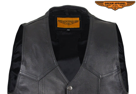 Mens Black Leather Vest