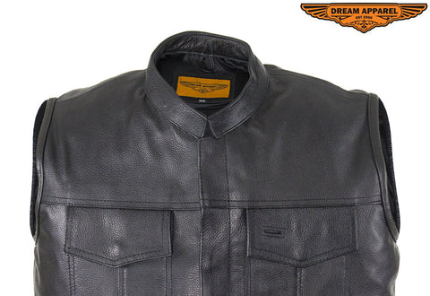 Motorcycle Club Vest With Zipper Concealed Carry Pockets