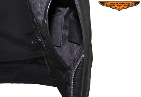 Motorcycle Club Vest With Zipper Concealed Carry Pockets