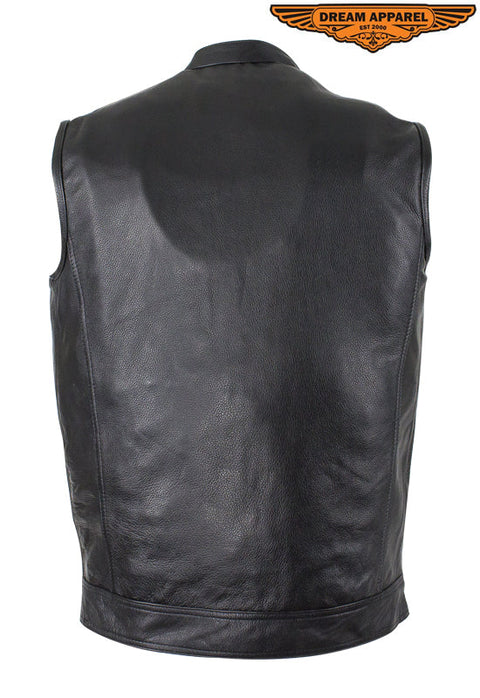 Motorcycle Club Vest With Zipper Concealed Carry Pockets