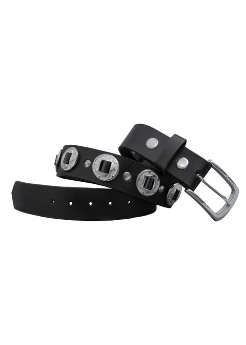 Dream Apparel Black Motorcycle Leather Belt With Conchos