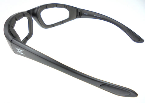 Spider Eyez™ Eva Foam Padded Motorcycle Sunglasses, Shatterproof Polycarbonate Lens, Matte Black