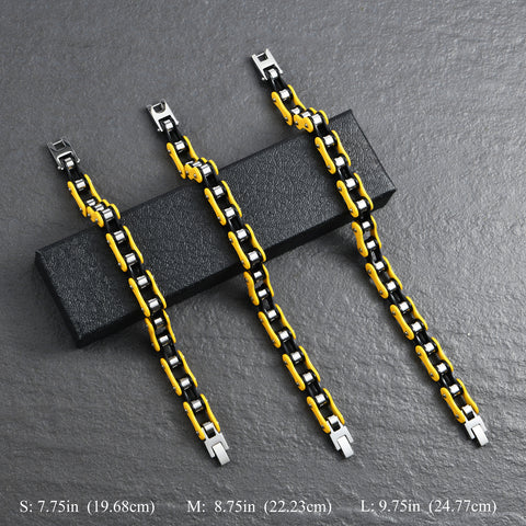 Mens Stainless Steel chain bracelet link, for motorcycle & bike lovers (with gift box)