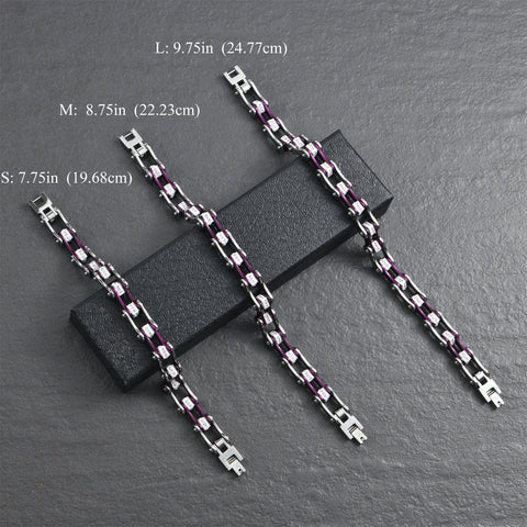 Motorcycle Crystal Stainless Steel Chain Bracelet
