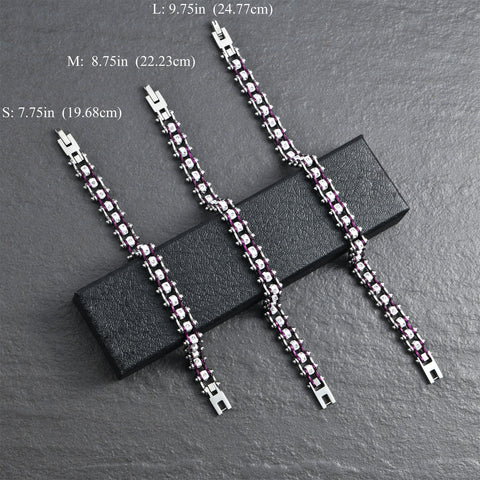 Motorcycle Crystal Stainless Steel Chain Bracelet