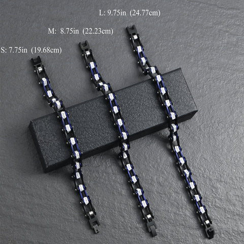 Motorcycle Crystal Stainless Steel Chain Bracelet