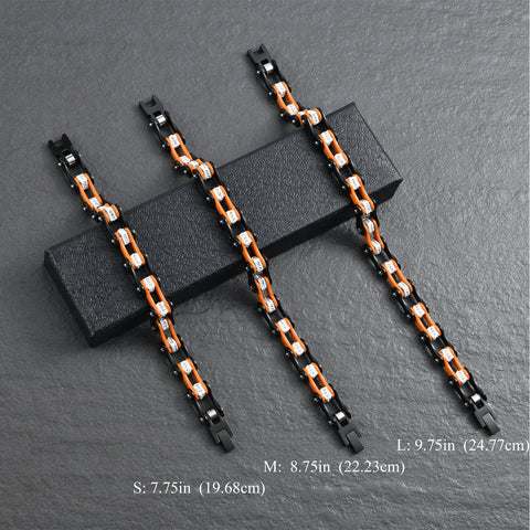 Motorcycle Crystal Stainless Steel Chain Bracelet