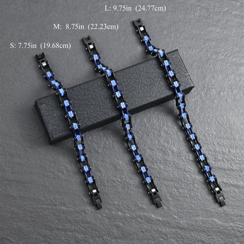 Motorcycle Bike Crystal Stainless Steel Chain Bracelet