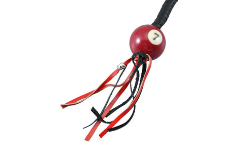 Dream Apparel® Black And Red Fringed Get Back Whip with Red Pool Ball No 7