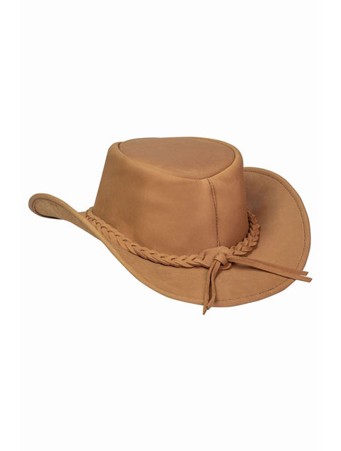 Camel Color Leather Cowboy Hat