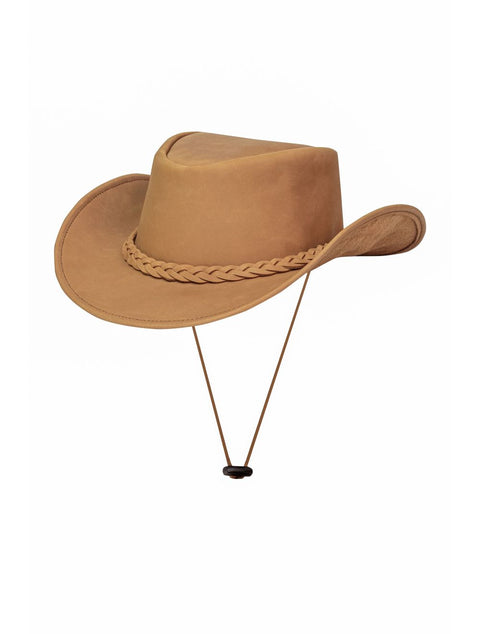 Camel Color Leather Cowboy Hat