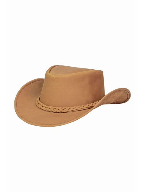 Camel Color Leather Cowboy Hat