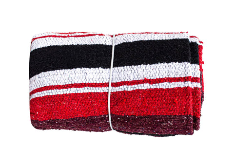 Dream Apparel Mexican Motorcycle Blanket Serape Style Striped Red & Black Throw, Camping, Picnic