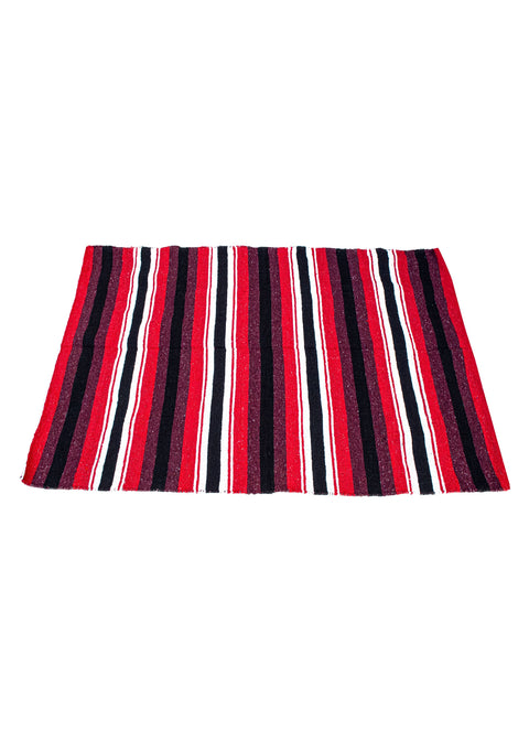 Dream Apparel Mexican Motorcycle Blanket Serape Style Striped Red & Black Throw, Camping, Picnic