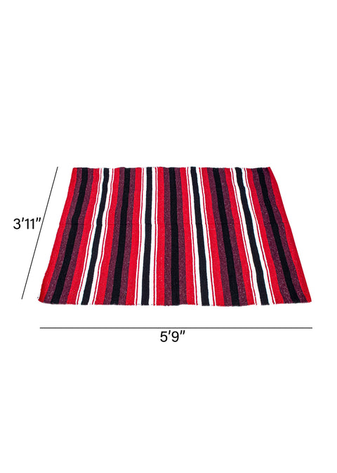 Dream Apparel Mexican Motorcycle Blanket Serape Style Striped Red & Black Throw, Camping, Picnic