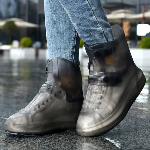 Dream Apparel Waterproof Silicone Rain Cover Brown Boots for Women Lightweight Non-Slip Shoes