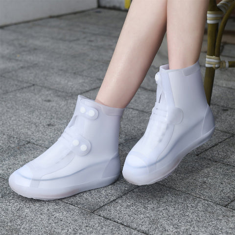 Dream Apparel Waterproof Silicone Rain Cover White Boots for Women Lightweight Non-Slip Shoes