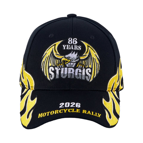 Dream Apparel Sturgis 2025 Hat 85th Motorcycle Rally Cap Eagle & Flames Design  Adjustable Biker