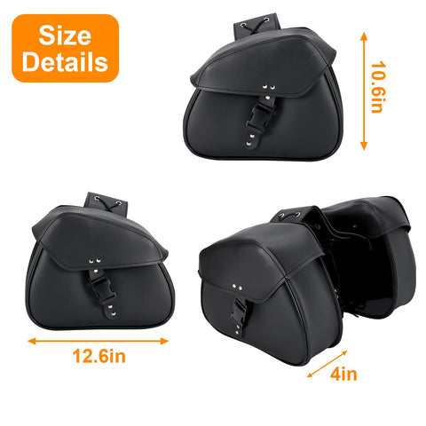 Dream Apparel Motorcycle Black Saddlebag PVC Classic Vintage Style, Weather-Resistant Saddle bag
