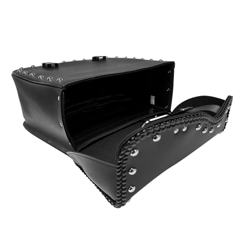 Dream Apparel Motorcycle Saddlebag PVC Classic Black Vintage Style, Weather-Resistant Saddle bag