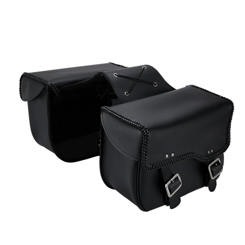 Dream Apparel Motorcycle Saddlebag PVC Classic Black Vintage Style, Weather-Resistant Saddle bag