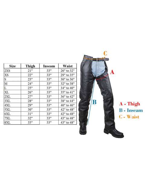 Dream Apparel Motorcycle Cowhide Leather Chaps