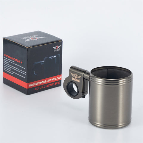 Dream Apparel Universal Motorcycle Cup Holder Chrome Handlebar Drink Holder Adjustable Clamp