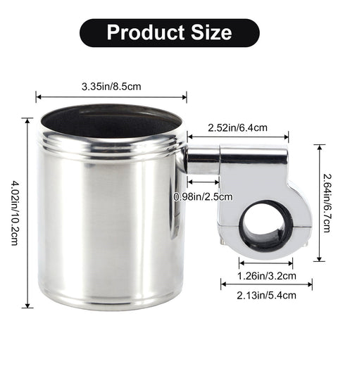 Dream Apparel Motorcycle Cup Holder Heavy Duty Stainless Steel With  Foam Pad Universal Handlebar